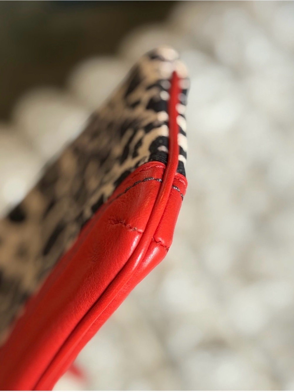 Coach Red Leather & Black Leopard Print Wristlet Clutch Pouch Hang Tag Zip Strap - Picture 5 of 9